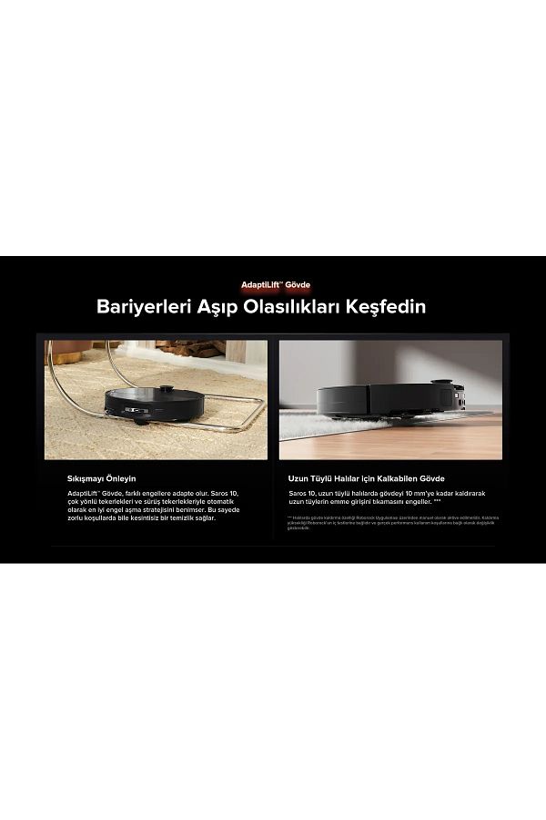 Roborock Saros 10 Akıllı Robot Süpürge ve Mop, 22.000Pa Emiş Gücü, Engel Algılama, Dolaşmayan Ana Fırça - Görsel 5