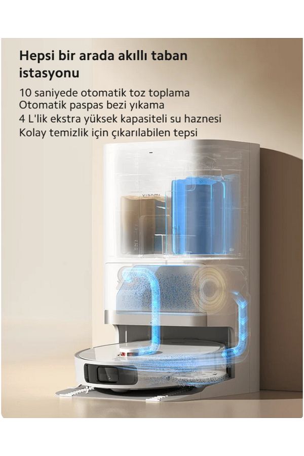 Xiaomi 6000PA Otomatik Paspas Yıkama ve Halı Tanıma Özellikli Çöp İstasyonlu Akıllı Robot Süpürge - Görsel 5