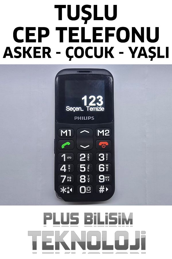 Philips Tuşlu Cep Telefonu Asker, Yaşlı, Çocuk Büyük Harfler, Hızlı Arama, Type C Şarj, El Feneri - Görsel 3