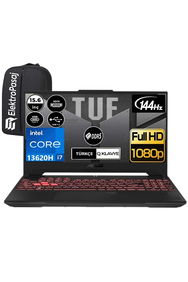 ASUS TUF Gaming F15 FX507VU-LP141EP5 i7-13620H 16GB 512 GB SSD RTX4050 15.6" FHD Win11 Pro +EP ÇANTA