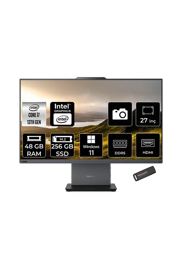 LENOVO ThinkCentre Neo 50A i7 13620H 48GB DDR5 256GB SSD 27" FHD IPS W11H Siyah All in One PC & PER4