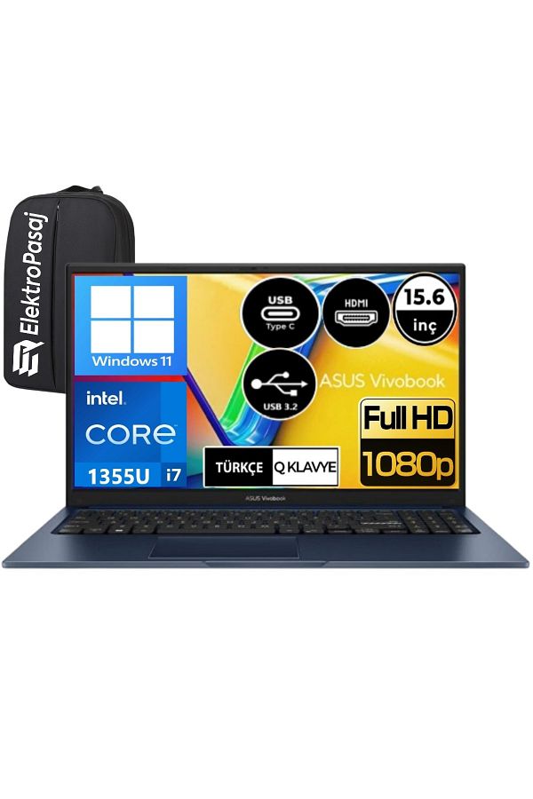 ASUS Vivobook X1504VA-NJ426WEP3 Intel i7-1355U 16 GB 512GB SSD 15.6" Full HD Windows 11 + EP Çanta