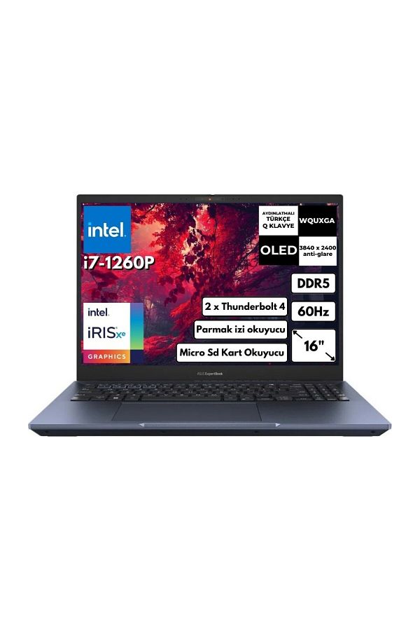 ASUS EXPERTBOOK B5 B5602CBA-I7126016512DSBS2 I7-1260P 40GB 512GB SSD 16" 4K WQUXGA OLED FREEDOS