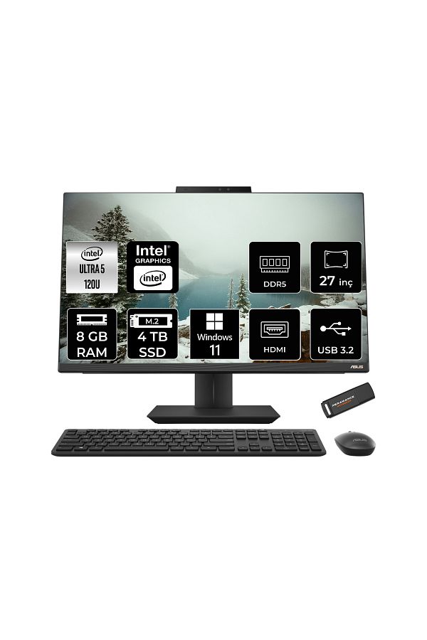 ASUS A5702WVARK Ultra 5 120U 8GB DDR5 4TB SSD Intel Graphics 27" FHD W11H Siyah All in One & PER4