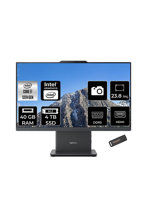 LENOVO IdeaCentre 24IRH9 i7 13620H 40GB DDR5 4TB SSD 23.8" FHD IPS FDOS Siyah All in One PC & PER4