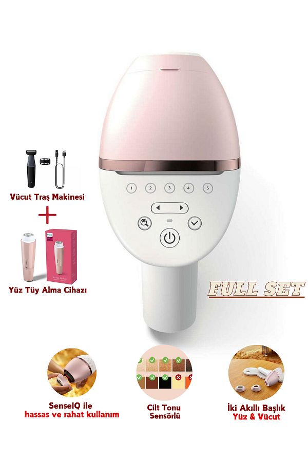 Philips 250.000 Atm Yeni Seri Lumea Prestige Ipl Tüy Alma Cihazı Vücut Ve Yüz Başlığı Full Set