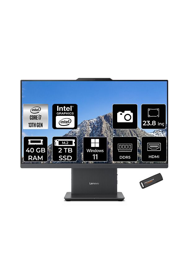 LENOVO IdeaCentre 24IRH9 i7 13620H 40GB DDR5 2TB SSD 23.8" FHD IPS W11H Siyah All in One PC & PER4