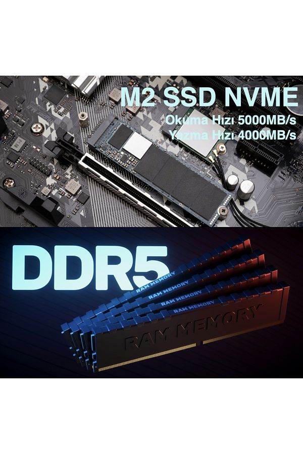 Exper Intel Core i5-14400F 48 GB DDR5 1 TB SSD + 1TB HDD 8 GB RTX4060 Wi-Fi Windows 11 Home FF-127 - Görsel 3