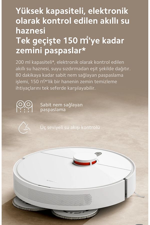 Xiaomi 3D Engellerden Kaçınma Çift Hatlı Lazer ve LDS LİDARLI Çift Katmanlı Paspas Premium Robot Süpürge - Görsel 4