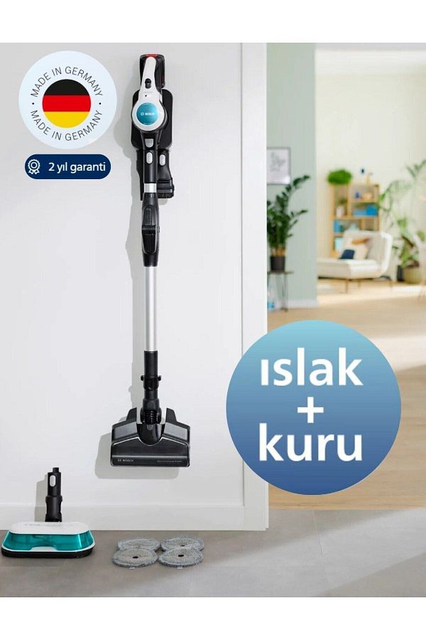 Bosch 2'si 1 Arada Islak ve Kuru Temizlik, ÇİFT Batarya HEPA Filtre-Unlimited 7 ProHygienic Aqua