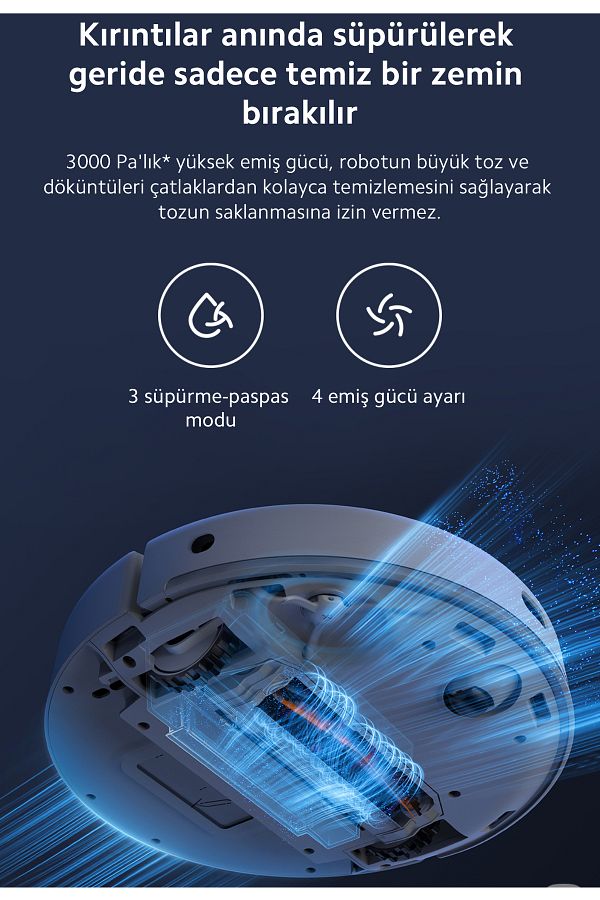 Xiaomi Sonik Titreşimle Olağanüstü Temizlik Performanslı Yeni Nesil LDS Lazer Navigasyon Mi Temizlik Robotu - Görsel 4