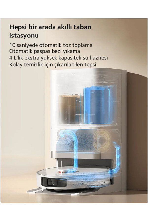 Xiaomi 6000PA Otomatik Paspas Yıkama ve Halı Tanıma Özellikli Çöp İstasyonlu Premium Akıllı Robot Süpürge - Görsel 5
