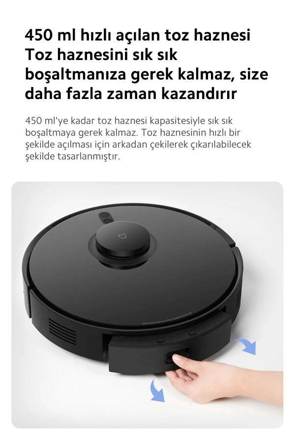 Xiaomi 8000Pa Emiş Gücü, Akıllı Haritalama ve Mop ile Sessiz, Hijyenik -Akıllı Robot Süpürge - Görsel 2