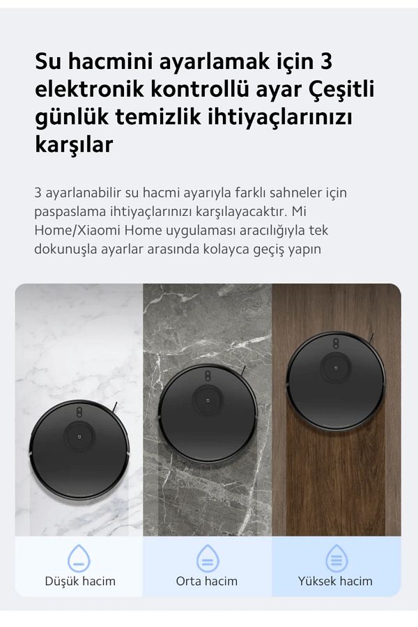 Xiaomi 8000Pa Emiş Gücü, Akıllı Haritalama ve Mop ile Sessiz, Hijyenik -Akıllı Robot Süpürge - Görsel 3