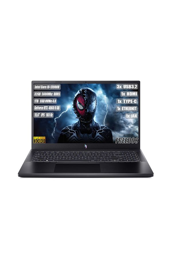ACER Nitro V 15 I9-13900h 32 Gb 1 Tb Ssd Rtx 4060-8 Gb 15,6" Fhd Ips 165 Hz Freedos Nh.qqeey.007 321
