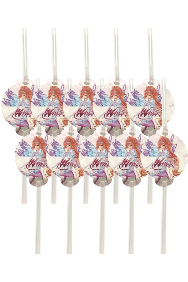 10lu Winx Pipet Plastik Doğum Günü Parti Pipeti Parti Dolabı