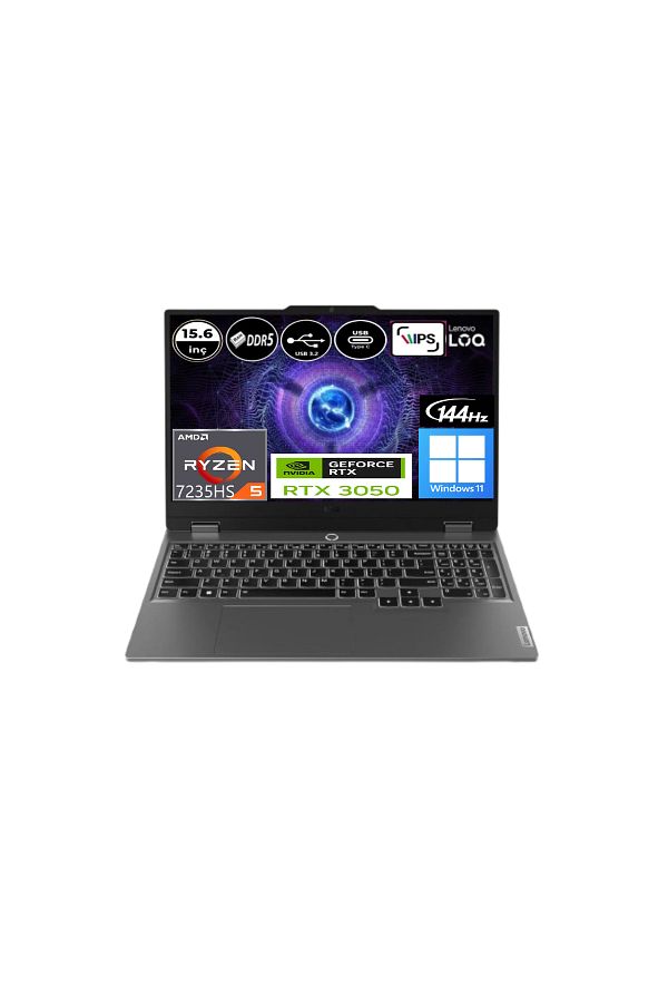 LENOVO Loq 15ARP9 R5-7235HS 16 GB 1 TB SSD RTX3050 15.6” FHD IPS Win11 Pro 83JC000PTREP6 + EP Çanta - Görsel 2
