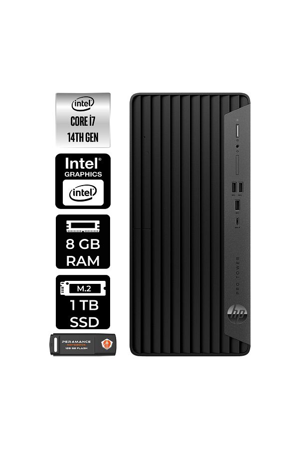 HP Pro Tower 400 G9 i7 14700 8GB 1TB SSD FDOS Masaüstü Bilgisayar & PER4 USB Bellek