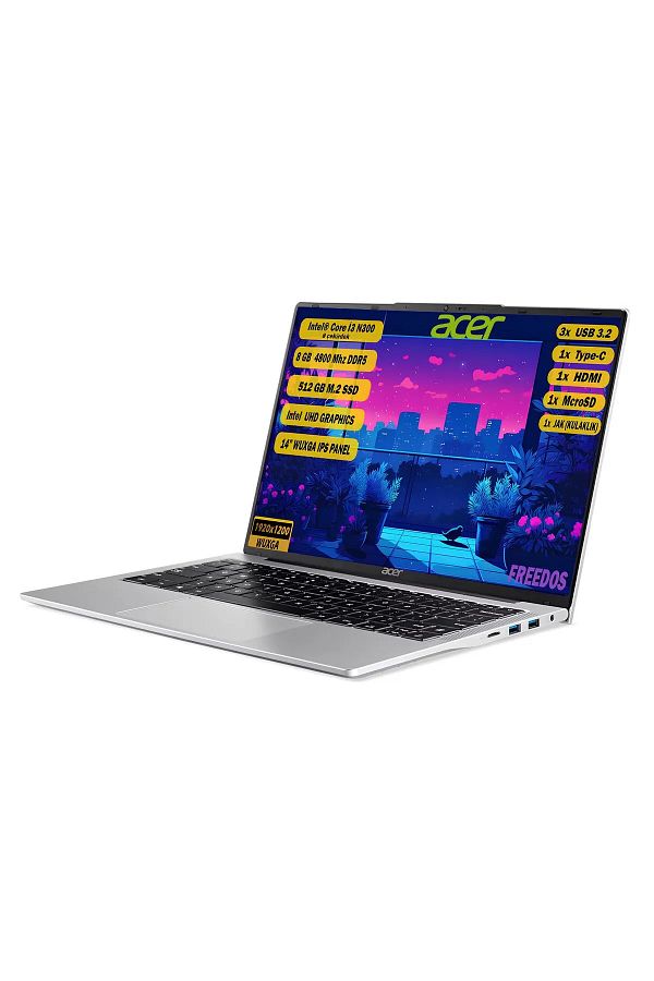 ACER Aspire Lite Intel Core i3-N300 8GB 512GB SSD Freedos 14" WUXGA IPS Dizüstü Bilgisayar NX.KS9EY.002 - Görsel 3