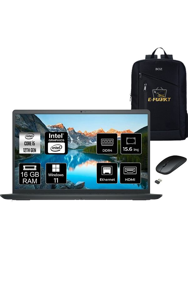 Dell Inspiron 3520 Intel Core i5 1235U 8 GB 512 GB SSD W11 15.6" FHD 120Hz + Boz Çanta + Mause