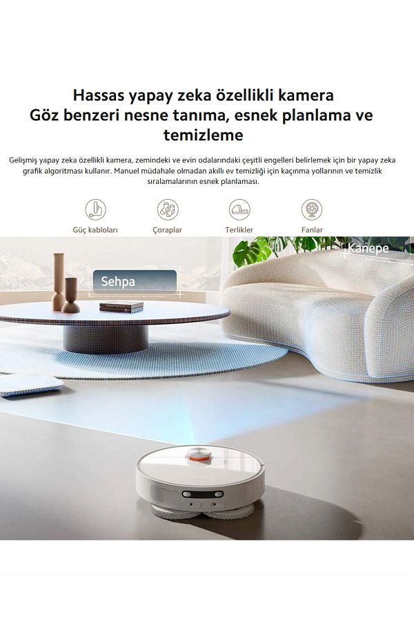 Xiaomi Premium Robot Vacuum X20 Plus Çöp Istasyonlu Halı Tanıma Fonksiyonlu Akıllı Robot Süpürge-6000PA - Görsel 3