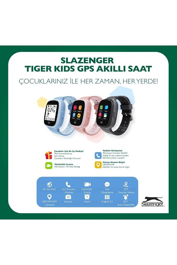 Slazenger SL.09.2158.5.03 Slazenger Tiger Kids Marka Sim Kartlı Çocuk Akıllı Kol Saati Görüntülü Ve Sesli Ara - Görsel 4