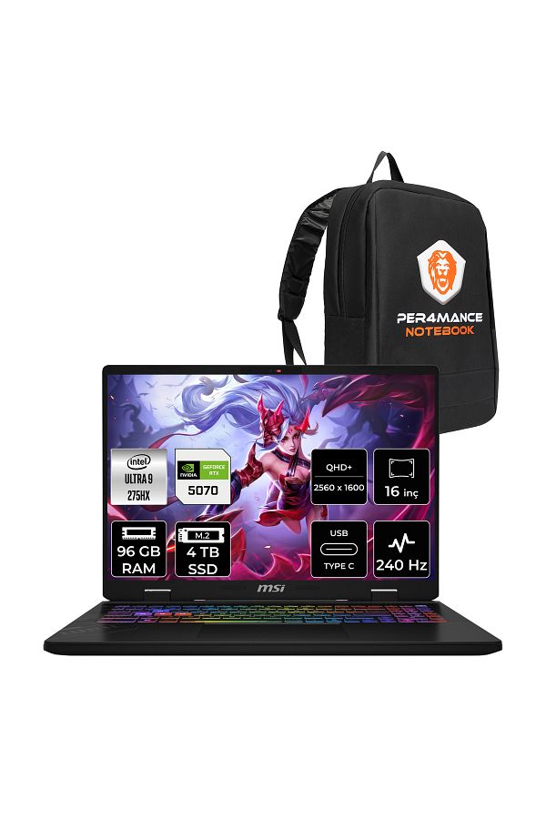 MSI Crosshair 16 HX AI Ultra 9 275HX 96GB 4TB SSD RTX5070/8GB 115W 16" 2K QHD+ 240Hz FDOS Gaming