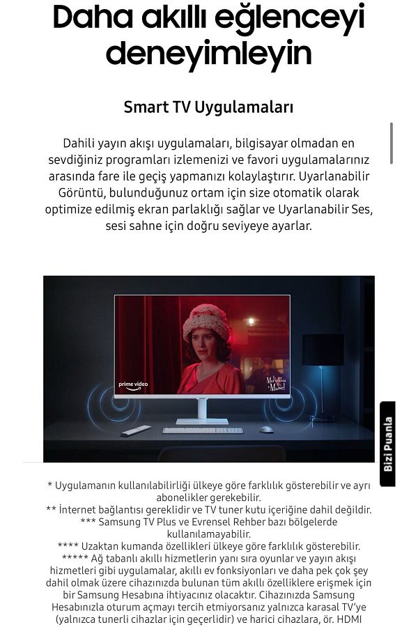 Samsung Smart Monitör Tv 32" 80 Ekran Wi-fi Bağlantı 4ms 60hz 1920 X 1080 Full Hd Monitör Tv-tizen Os - Görsel 5