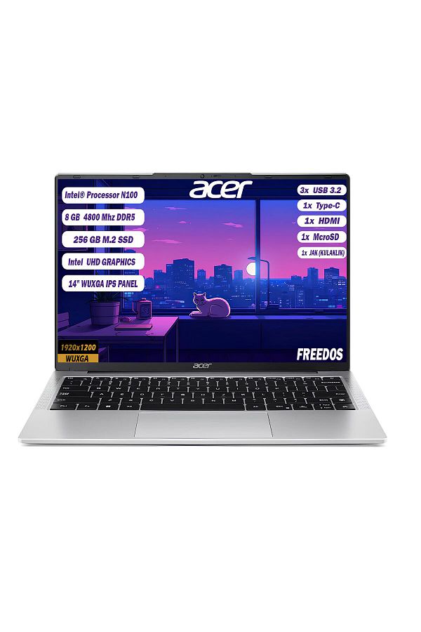 ACER Aspire Lite Al14-31p-c452 Intel N100 8 Gb 256 Gb Ssd 14'' Ips Wuxga Freedos Nx.ks8ey.001