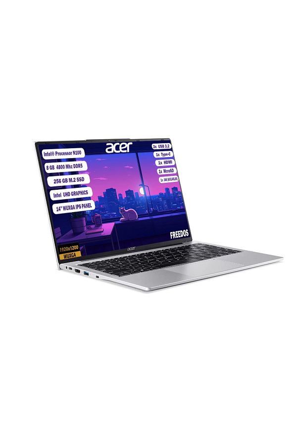 ACER Aspire Lite Al14-31p-c452 Intel N100 8 Gb 256 Gb Ssd 14'' Ips Wuxga Freedos Nx.ks8ey.001 - Görsel 2