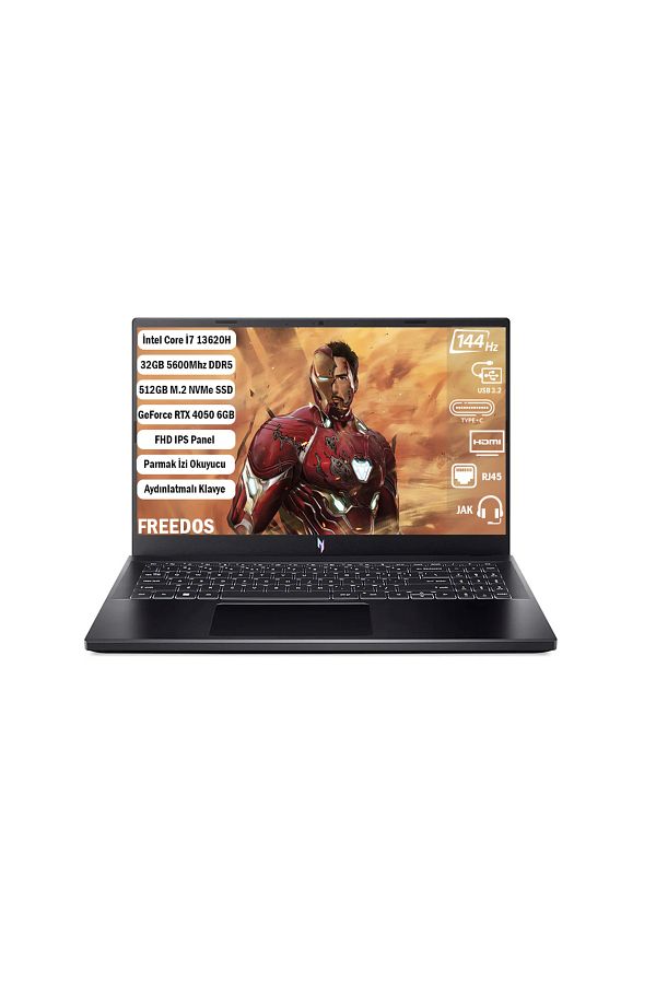 ACER Nitro V 15 I7-13620h 32gb 512gb Ssd Rtx 4050-6gb 15.6'' Fhd Ips 144hz Freedos Nh.qnbey.002 325