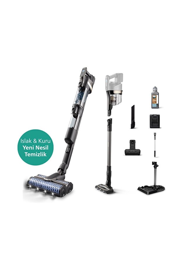 Philips 9000 Serisi AquaTrio Kablosuz Dik Süpürge, Otomatik Temizleme, AquaSpin Başlık, XW9463/11