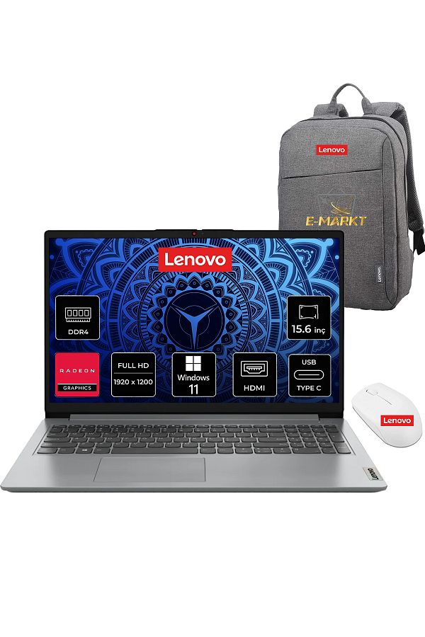 LENOVO IdeaPad Ryzen 5-5500U 16GB 1TB SSD 15.6" FHD W11 Dizüstü Bilgisayar +Lenovo Çanta ve Mouse