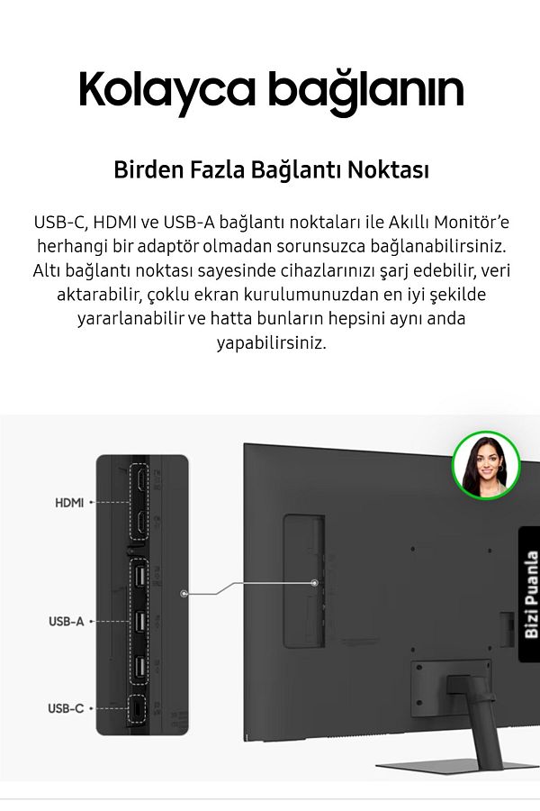 Samsung Kablosuz Wİ-Fİ, Bluetooth USB, 4K UHD (3840x2160) HDR10 SMART-Akıllı Tv Monitör 32inç 80Ekran Beyaz - Görsel 5
