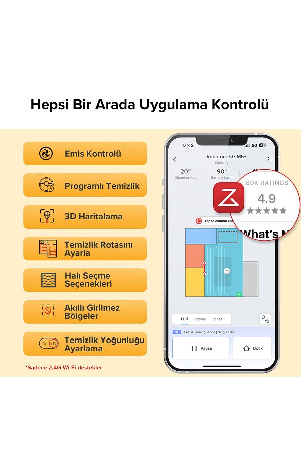 Roborock Q8 Akıllı Robot Süpürge Beyaz 10.000 Pa HyperForce Emiş Gücü - Görsel 8