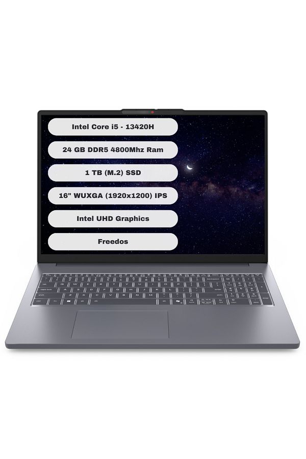 LENOVO Ideapad Slim 3 16IRH10 GTI24 Intel Core i5 13420H 24GB 1TB SSD Freedos 16'' WUXGA 83K2001UTR