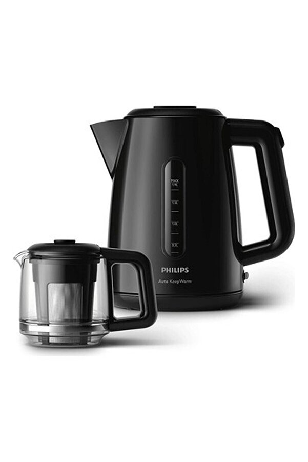 Philips 1700W, 1900ML, Cam Demlik, Siyah Çay Makinesi