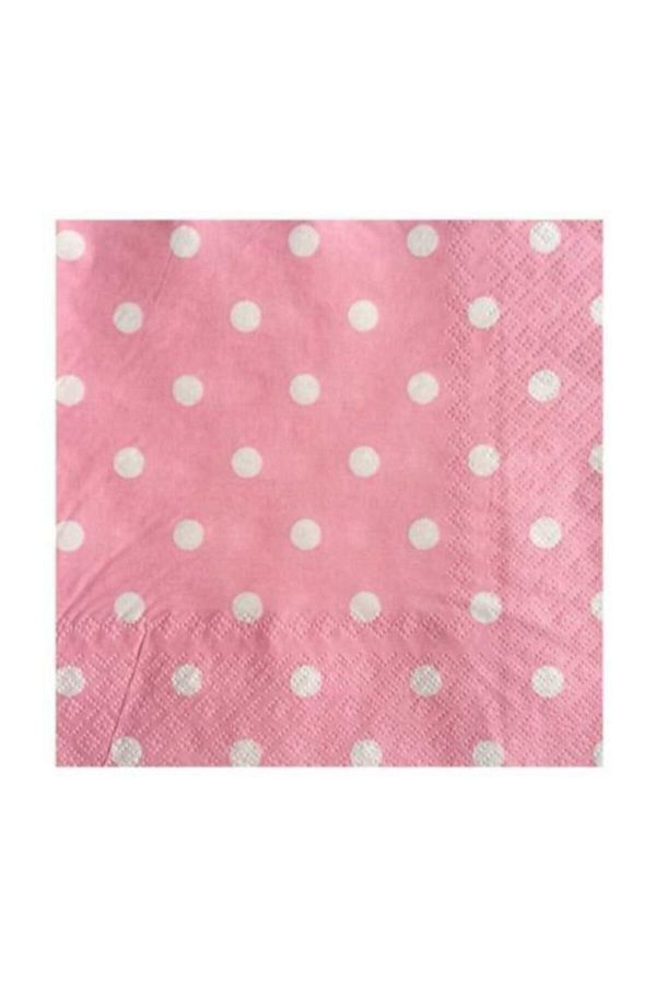 Pembe Puantiyeli Kağıt Peçete 20 Adet 33x33 Cm