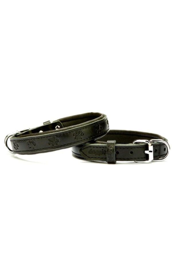 Comfort Deri Pati Desenli Köpek Boyun Tasması Medium Siyah 2x35-40 Cm
