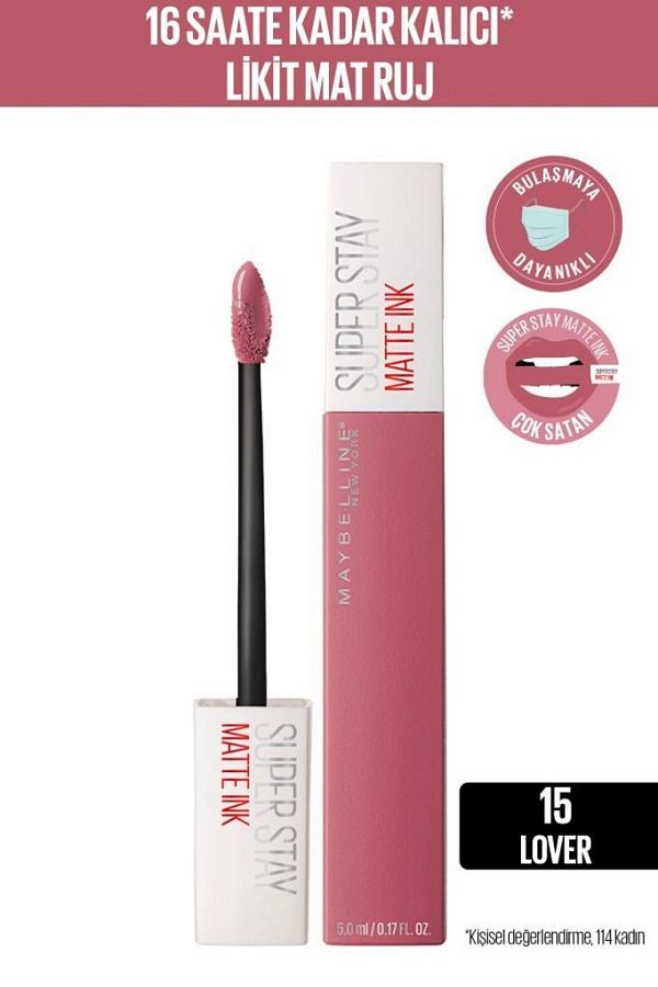 Super Stay Matte Ink Likit Mat Ruj - 15 Lover - Pembe