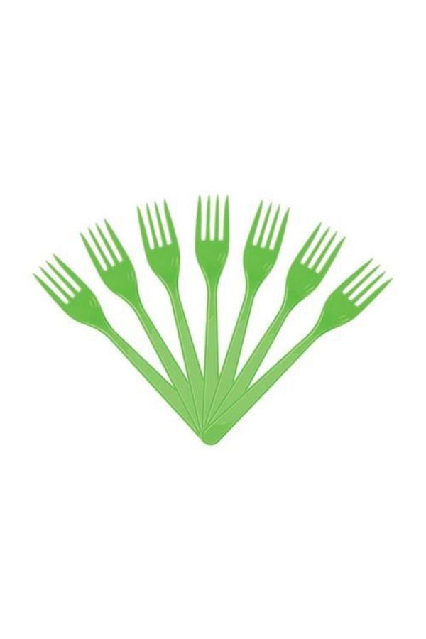 50 Adet Yeşil Çatal 18 Cm Doğum Günü Plastik Parti Çatalı Kullan At
