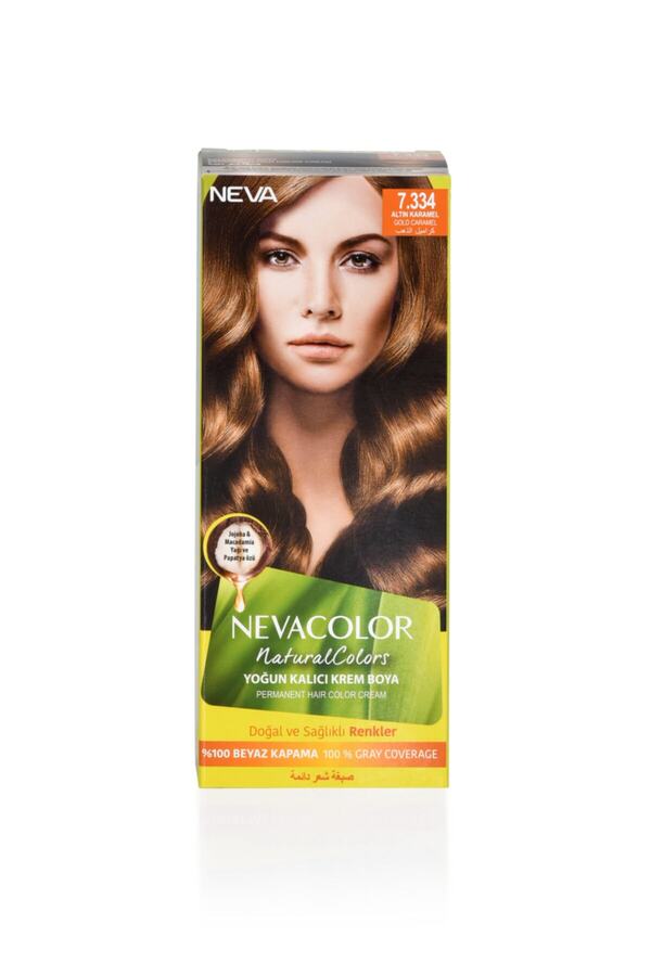 Nevacolor Natural Colors 7.334 Altın Karamel - Kalıcı Krem Saç Boyası Seti