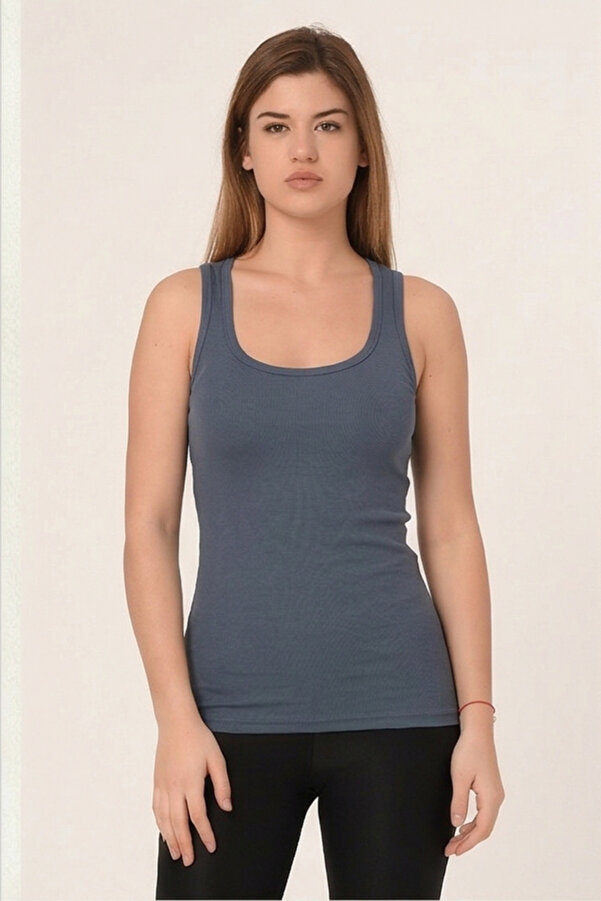 Wide-strap Tank-style Viscose Bodysuit — Dark Grey