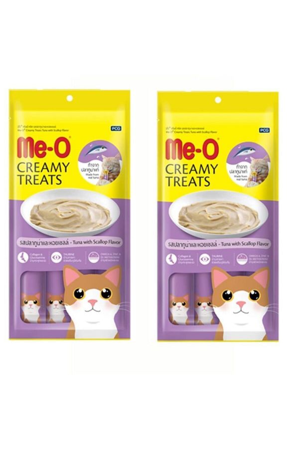 Me-o Creamy Deniz Tarağı Ve Ton Balıklı Kedi Ödülü 15gr 4lü 2adet Patitalya Petshop