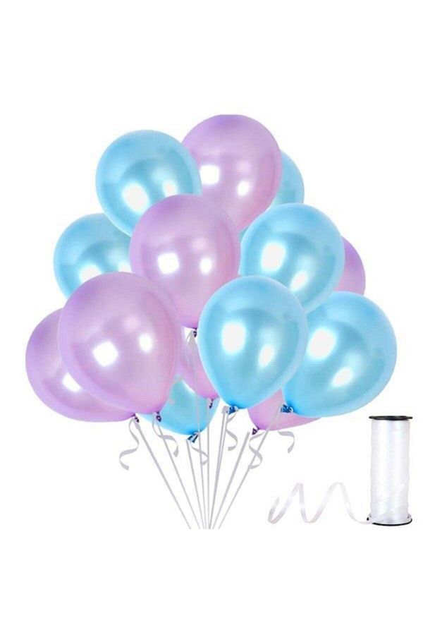 Lila Bebek Mavisi Metalik Sedefli Balon 30 Adet