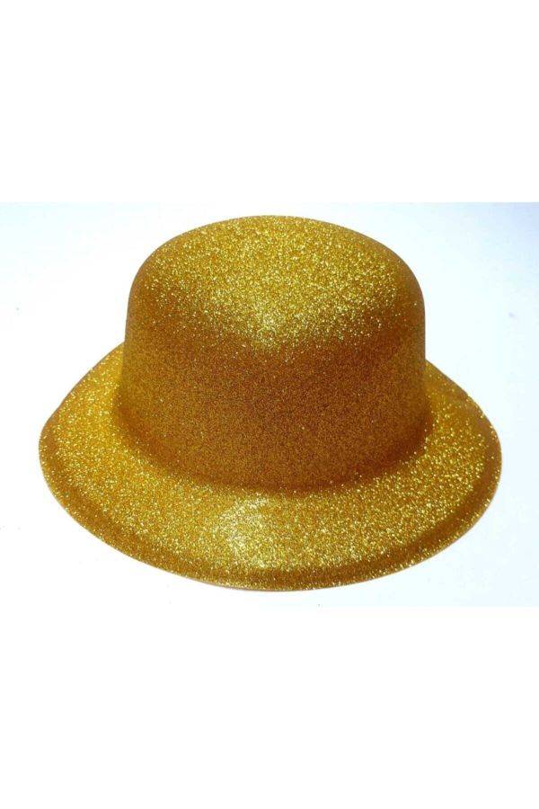 1 Adet Gold Renk Yuvarlak Plastik Parti Şapkası Simli
