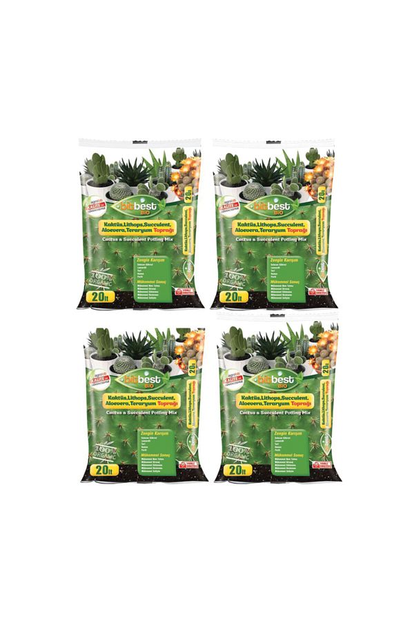 4 Lü Paket Leonardit Ve Solucan Gübreli Kaktüs Toprağı 20 Lt