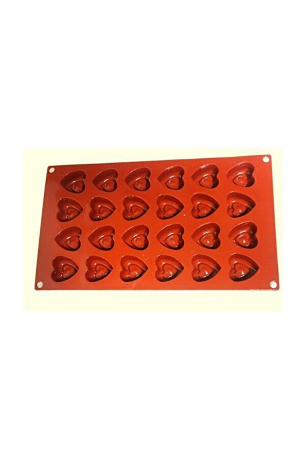 Silikon Kalp Desenli Muffin Kalıbı 24'lü