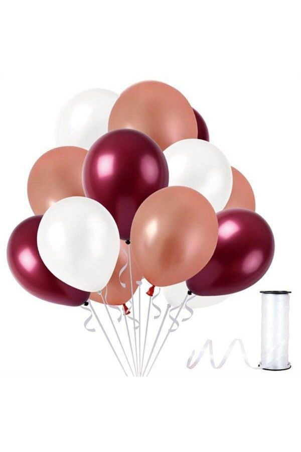 Rose Gold-somon-bebek Pembesi Metalik Sedefli Balon 30 Adet