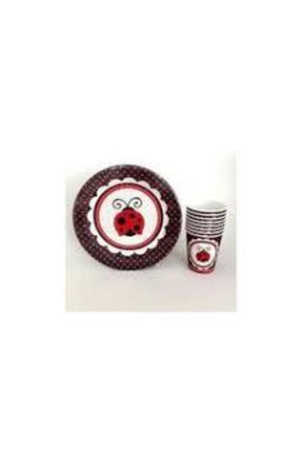 Uğur Böceği Temalı Tabak Bardak Set 2 Li Takım 8li